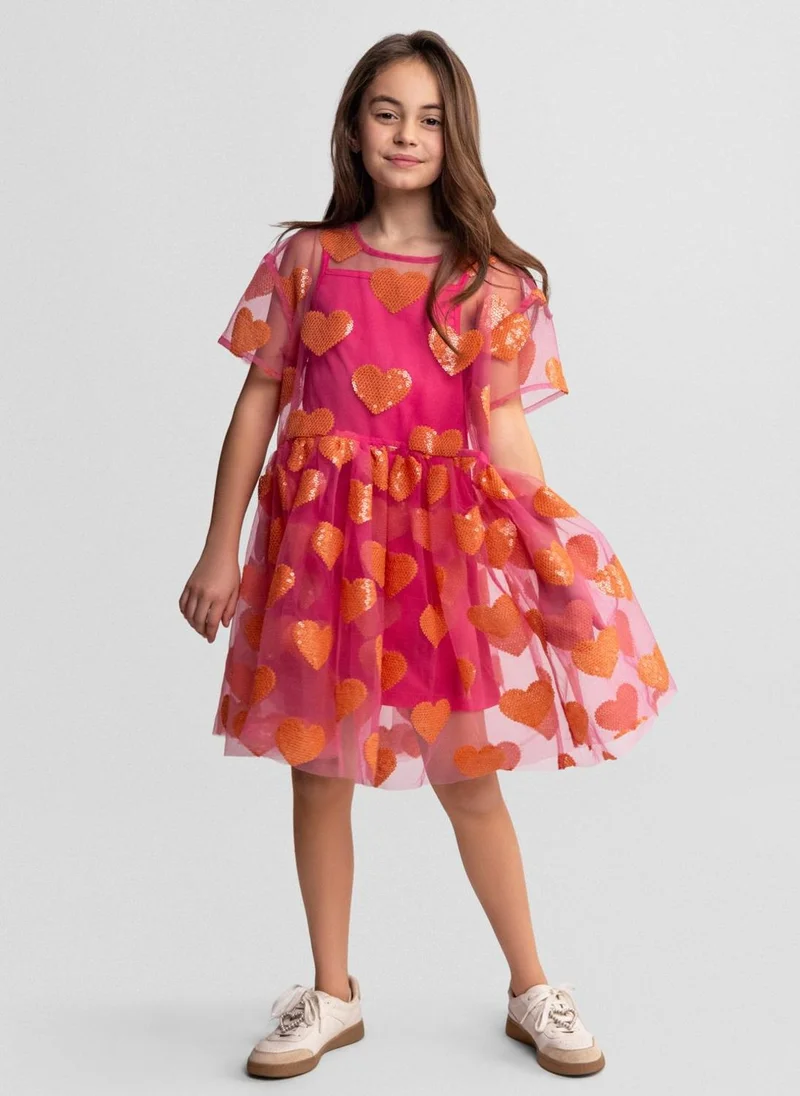 مينوتي Girls pink sleeveless tulle party dress 3-15 years